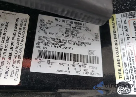 2007 Ford Expedition Eddie Bauer z USA, uszkodzony, nr VIN 1FMFU18577LA26331